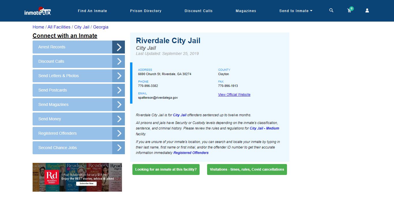 Riverdale City Jail | Inmate Locator